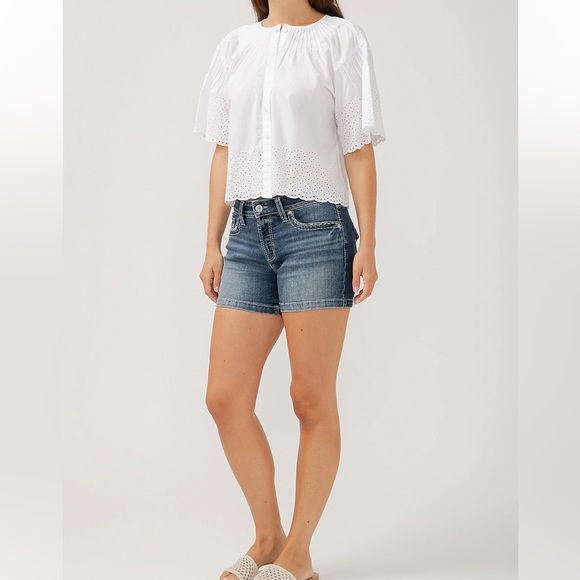 SILVER JEANS Suki Flap Short Denim Blue Jean Shorts - Picture 4 of 12